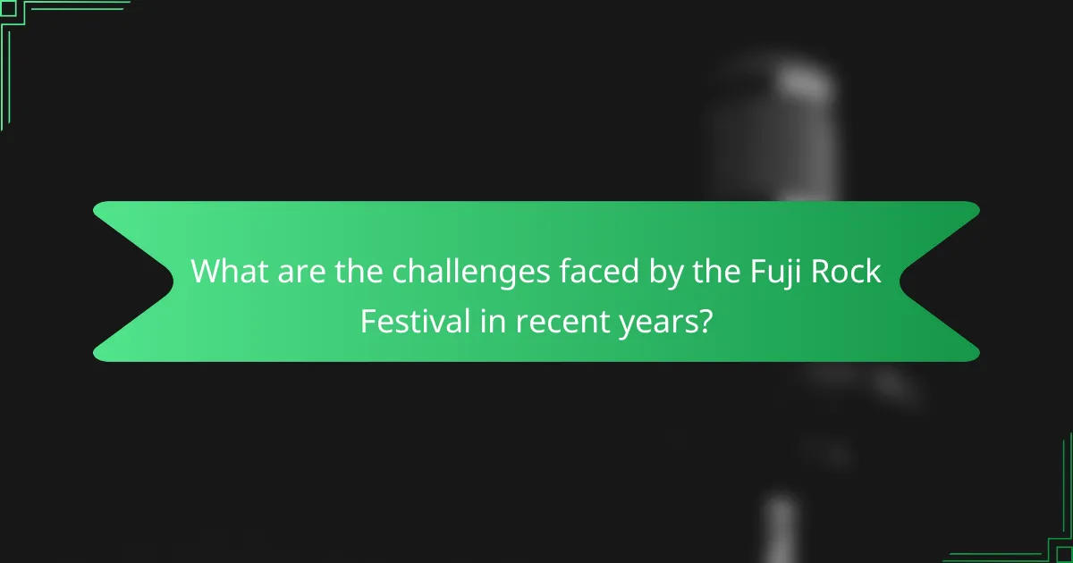 What are the challenges faced by the Fuji Rock Festival in recent years?