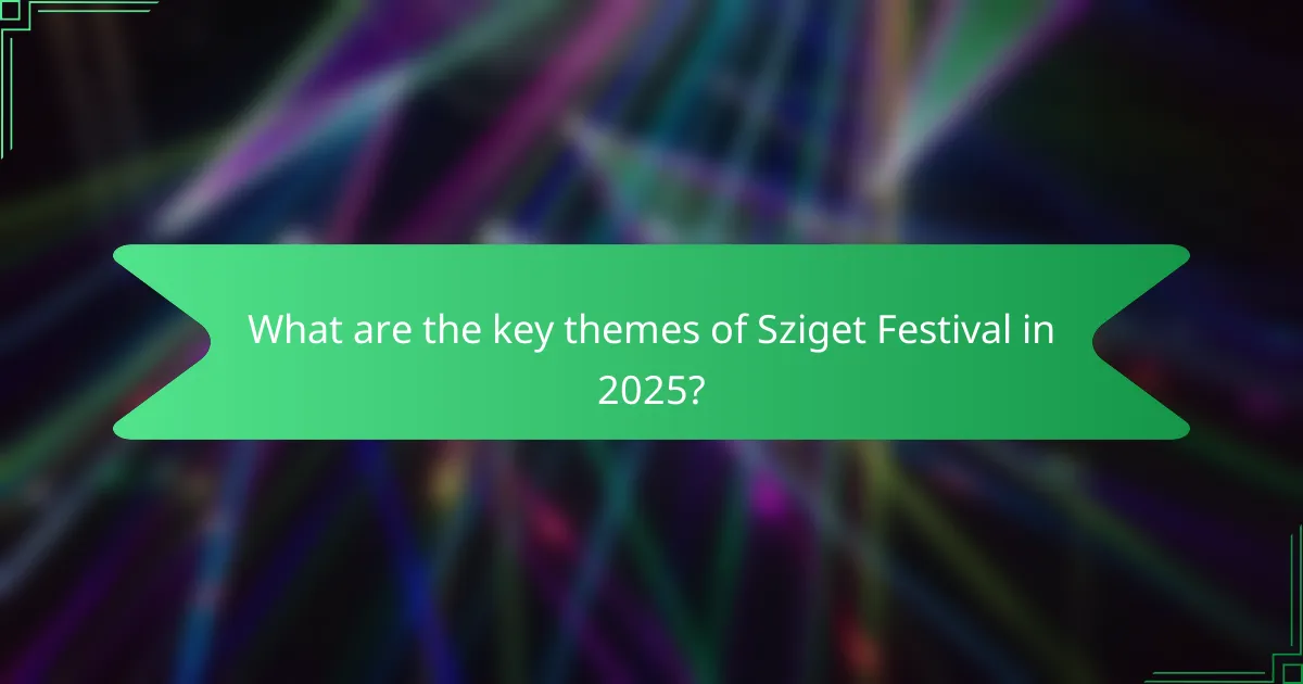 What are the key themes of Sziget Festival in 2025?